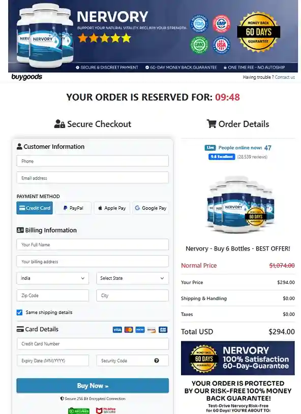 Nervory Order Page
